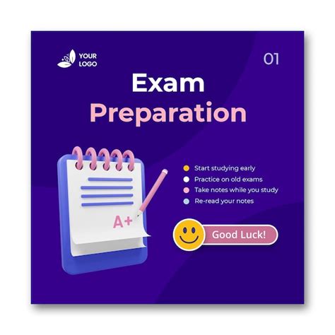 Premium PSD | Exam preparation design template for instagram post