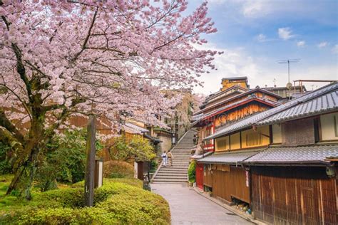 Old Town Kyoto, the Higashiyama District during Sakura Season Stock Photo - Image of japan ...