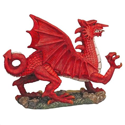 The Red Welsh Dragon Statue Collection: Medium - KY95193 - Design Toscano