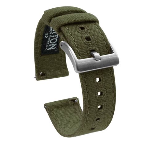 Army Green Canvas Watch Band | Olive Green Canvas Watch Strap | BARTON | Watch bands, Green ...