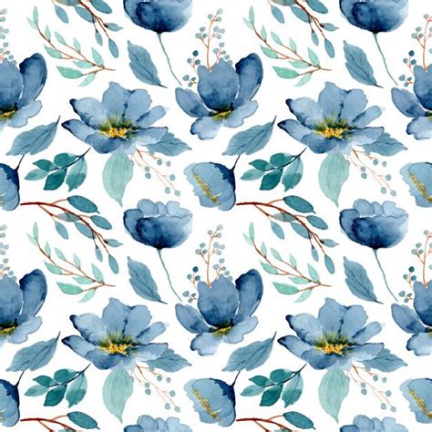 Blue Green Floral Watercolor Seamless Pattern in 2020 | Watercolor flowers pattern, Watercolor ...