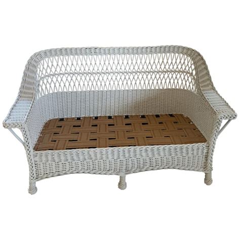 Vintage White Wicker Sofa | Chairish