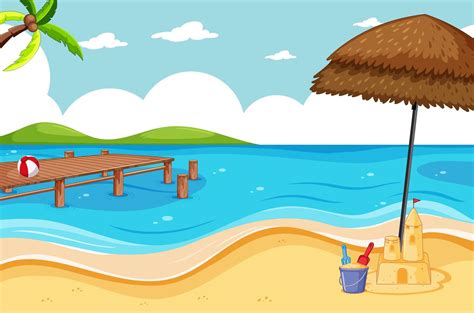 Tropical beach and sand beach 1268602 Vector Art at Vecteezy