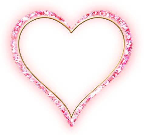 Pink Diamond Transparent Frame Gold Heart