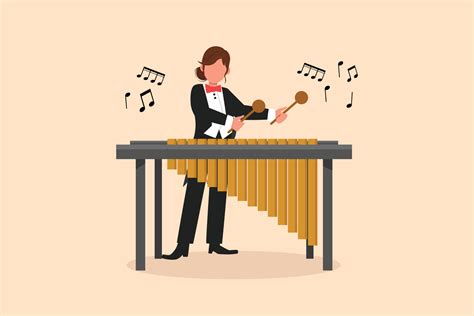 Business design drawing woman percussion player play marimba. Young ...