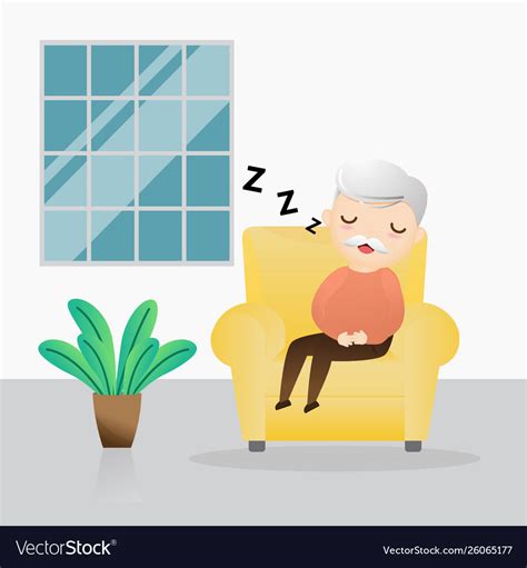 Old man sleeping in an armchair cute grandpa Vector Image