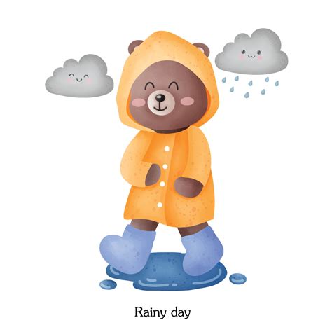 Little Bear's rainy day cartoon drawing 26712039 Vector Art at Vecteezy