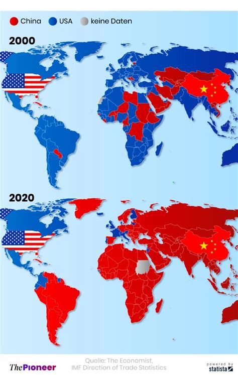 Countries whose largest trading partner is China or the USA. 2000 vs 2020. Source STATISTA. : r ...