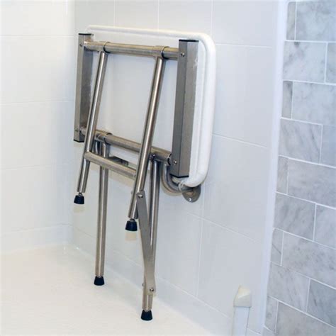 Folding Shower Seat With Legs, Padded White (24" x 15")