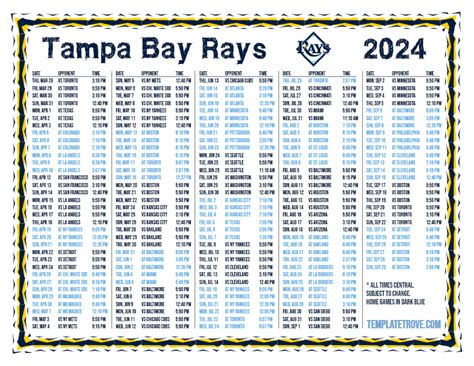 Tampa Bay Rays Home Schedule 2024