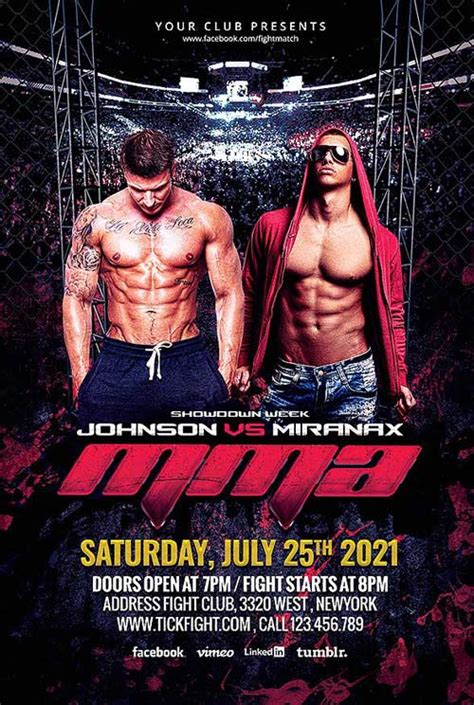 MMA Fight Night Flyer Template for Live MMA Sport Events - FFFLYER