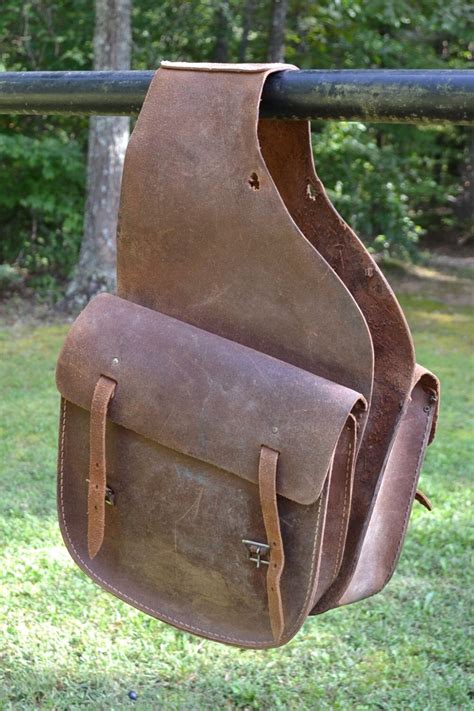 Vintage Leather Saddle Bags Horse Accessory Brown Worn Rustic