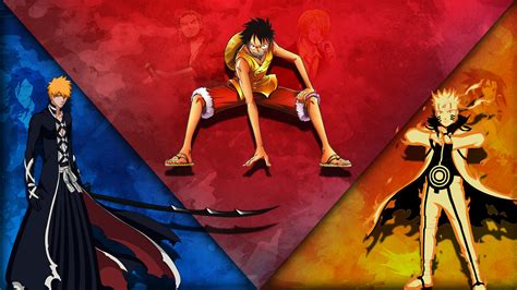 My masterpiece of a wallpaper for Ichigo, Luffy, and Naruto by Mazaroh