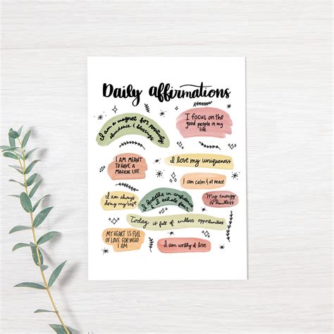 Daily Affirmations Poster Positive Affirmation Print Motivational Poster - Etsy