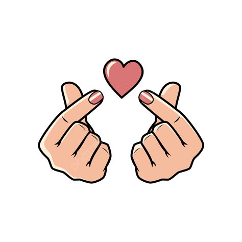 Korean Finger Heart Vector PNG Images, Illustration Of Double Finger Heart Hand Sign Korean ...