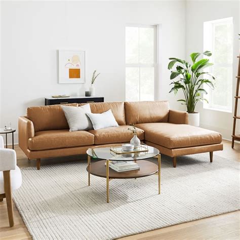 West Elm Haven Loft Leather 2-Piece Chaise Sectional | Most Comfortable Sectional Sofas From ...