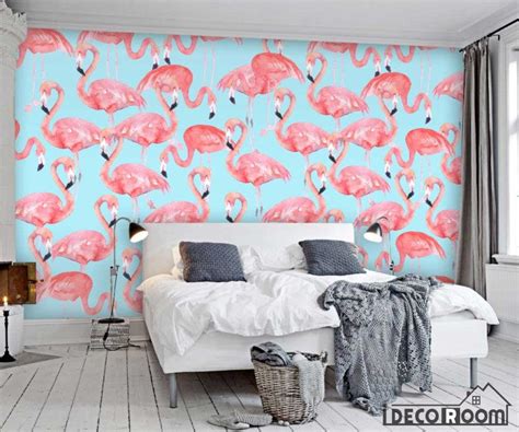 Modern minimalist pink flamingo hit color Nordic wallpaper wall murals ...