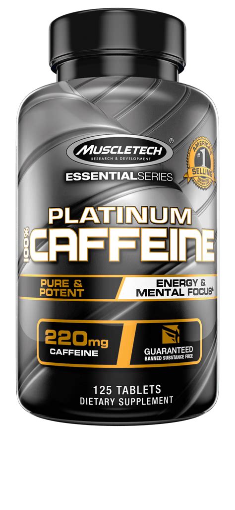 MuscleTech Essential Series 100% Pure Caffeine Pills, 220mg Caffeine ...