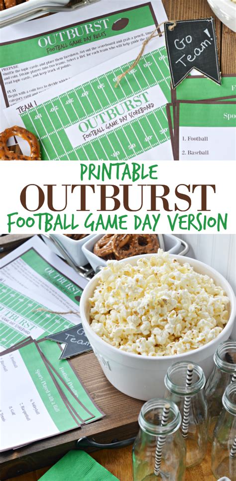 The Life of Jennifer Dawn: Printable OUTBURST Game for Football Fans