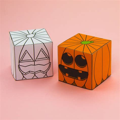 Simple Make Your Own 3D Pumpkin Cube Halloween Paper Craft | Halloween paper crafts, Halloween ...