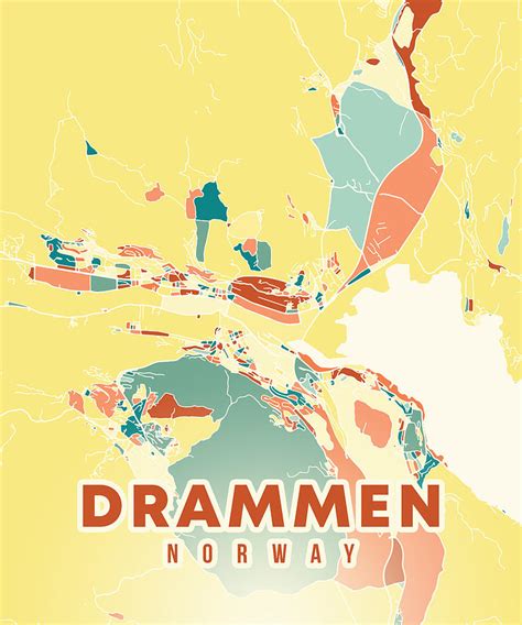 Drammen Norway Map Digital Art by Alexandru Chirila - Fine Art America