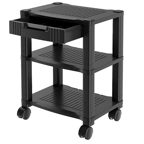 Buy AMERIERGO Printer Stand with Drawer - 3 Tier Height Adjustable Printer Cart, Rolling Printer ...