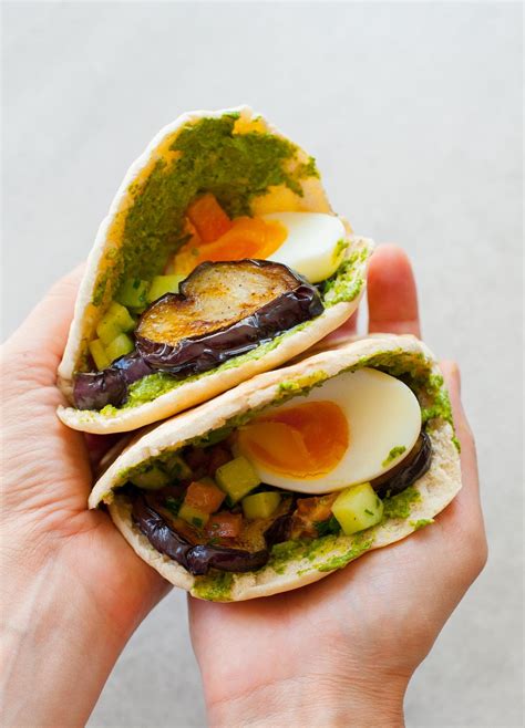 Sabich sandwich - Israeli eggplant and egg stuffed pita