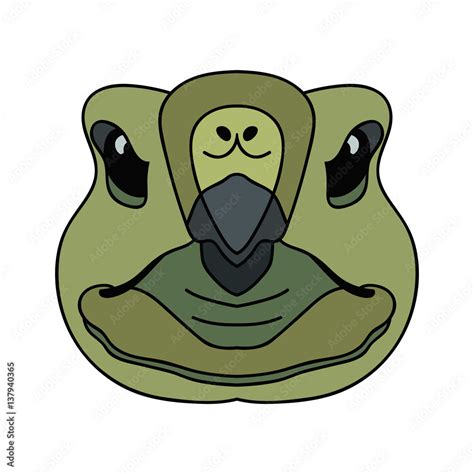 Vector simple cartoon turtle face with black stroke zoo icon Stock ...