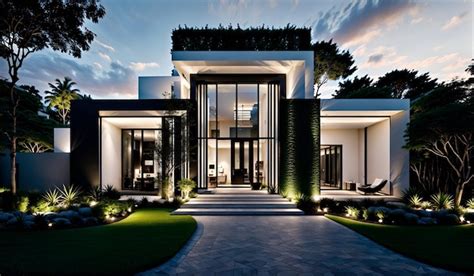 Premium AI Image | Photo of a modern house entrance with a beautiful walkway