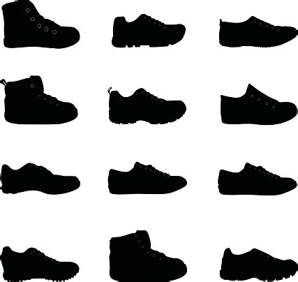 Shoes Silhouette Stock Illustration - Download Image Now - Sports Shoe, In Silhouette, White ...