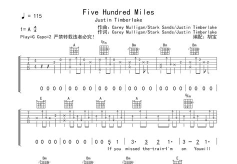 Five Hundred Miles吉他谱_Justin Timberlake_A调弹唱69%专辑版 - 吉他世界