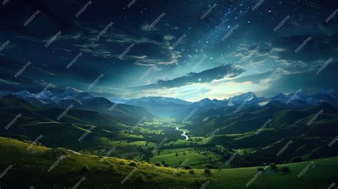 Premium AI Image | a night sky with stars above the mountains