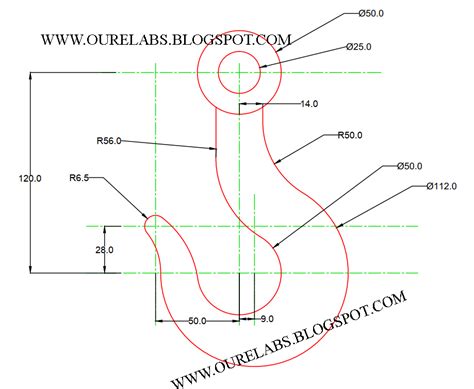 step by step procedure to draw hook 2D drawing using AutoCAD ~ Ourengineeringlabs