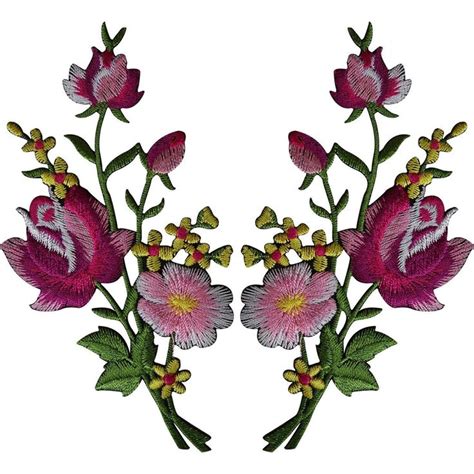 Pair of Flower Embroidered Patches Iron Sew On Embroidery Patch Arts ...