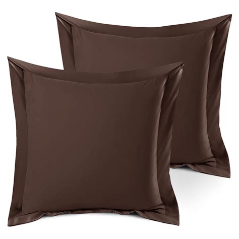 Set of 2 Euro 18"x18" Size Pillow Shams Chocolate Brown, Hotel Luxury ...