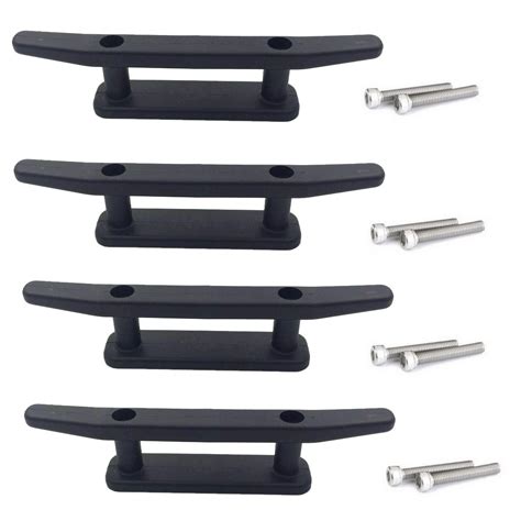 Anndason 6.5" Black Anchor Cleat Kit for Kayak Boat Canoe Mooring Deck Mount (4Pcs) - 10boating.com