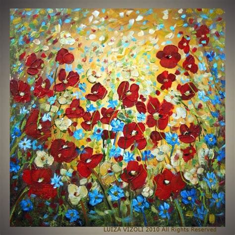 RAINING FLOWERS - by LUIZA VIZOLI from Abstract Representational Art Gallery