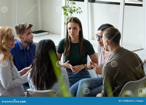 Diverse People Sit in Circle Share Ideas Together Stock Photo - Image ...