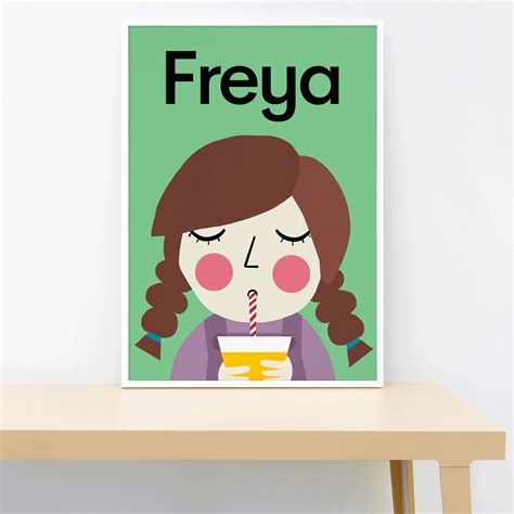 Personalized juice girl, wall print – Lorna Freytag Illustration