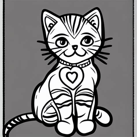 Cute Kitten Line Art Graphic · Creative Fabrica