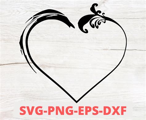 Heart Svg, Cursive Heart, Fancy Heart, Open Heart, Valentine's Day Heart Svg, Png, Dxf DIGITAL ...