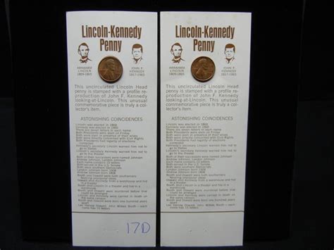 Sold at Auction: Lincoln Kennedy Cent. BU. (2 Count) ASTONISHING COINCIDENCES!