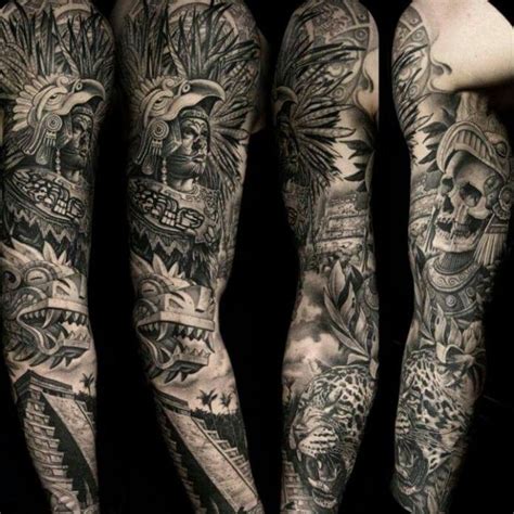 Sleeve tattoo | Tatuajes mayas, Diseños de tatuajes azteca, Tatuajes tribales aztecas