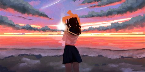 ArtStation - Anime Girl | Sunset