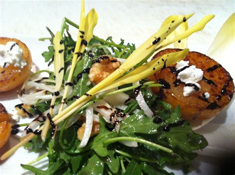 Warm Roasted yellow beets, farm goat cheese, arugula, shaved onions ...