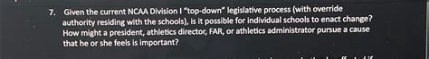 Solved Given the current NCAA Division I "top-down" | Chegg.com