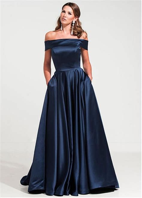 Graceful Satin Off-the-shoulder Neckline A-line Military Ball Gown Dresses | Military ball gowns ...