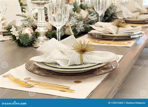 Elegant Christmas table stock photo. Image of ornament - 132013460