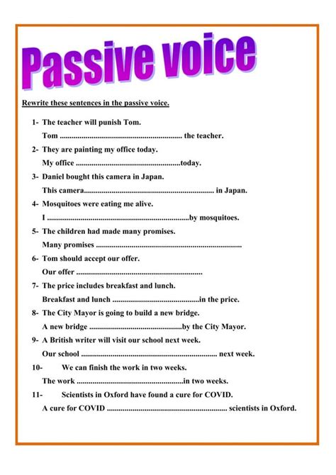 Passive voice online worksheet for Intermediate. You can do the exercises online or download the ...