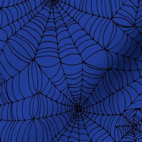 Spiderwebs - black on bright blue Fabric | Spoonflower | Black and blue ...
